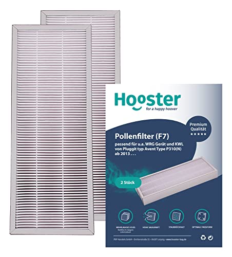 Hooster 2 Stück Filter passend für Pluggit Avent P310 AP310 | Filterklasse F7 (Feinstaub/Pollen etc.) | Alternative zu Pluggit APFG4-310 Filter von Hooster