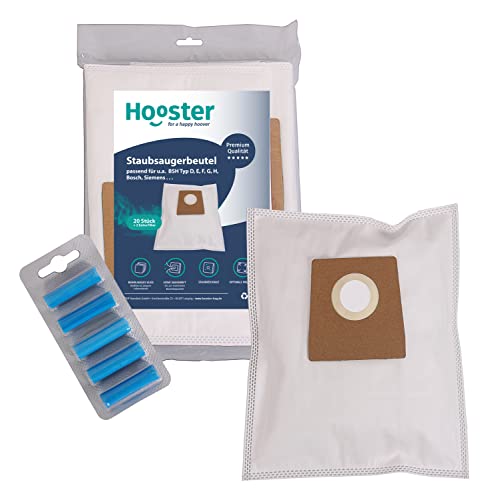 Hooster 20 Stück Staubsaugerbeutel für den Siemens Q5.0 extreme silencePower Staubsauger VSQ5X1230 und 5 Deo-Sticks (Ocean Fresh) | Material Vlies 5-lagig - 20er Packung inkl. 2 Mikrofilter von Hooster