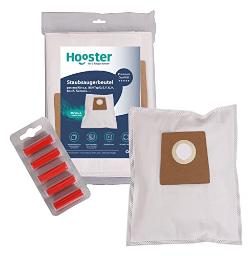 Hooster 20 Stück Staubsaugerbeutel für den Siemens Q5.0 extreme silencePower Staubsauger VSQ5X1230 und 5 Deo-Sticks (Rose) | Material Vlies 5-lagig - 20er Packung inkl. 2 Mikrofilter von Hooster