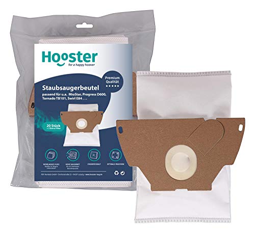 Hooster 20 Stück Staubsaugerbeutel passend für Progress Diamant D 601 / D601 / D-601 / mit Zusatzfiltervlies von Hooster