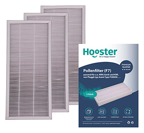 Hooster 3 Stück Filter passend für Pluggit Avent P300(N) P 300 (N) | Filterklasse F7 (Feinstaub/Pollen etc.) | Alternative zu Pluggit APFG4F7-300 von Hooster