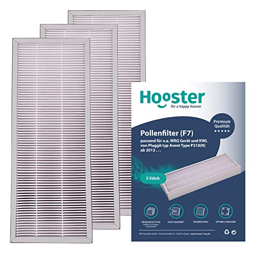 Hooster 3 Stück Filter passend für Pluggit Avent P310 AP310 | Filterklasse F7 (Feinstaub/Pollen etc.) | Alternative zu Pluggit APFG4-310 Filter von Hooster