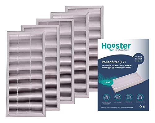 Hooster 5 Stück Filter passend für Pluggit Avent P300(N) P 300 (N) | Filterklasse F7 (Feinstaub/Pollen etc.) | Alternative zu Pluggit APFG4F7-300 von Hooster