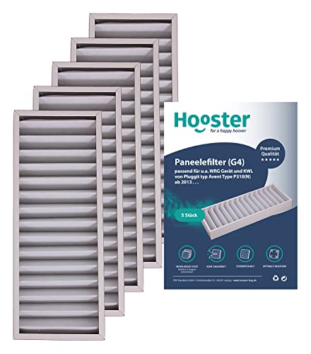 Hooster 5 Stück Filter passend für Pluggit Avent P310 AP310 | Filterklasse G4 (grober Staub etc.) | Alternative zu Pluggit APFG4-310 Filter von Hooster