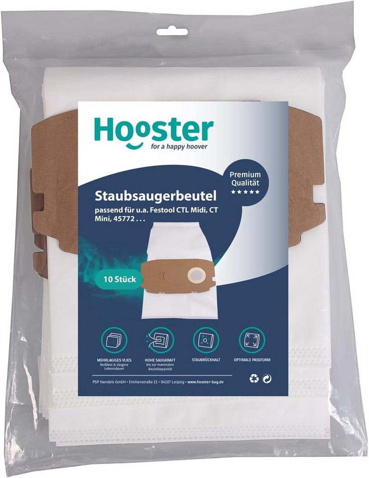 Hooster Staubsaugerbeutel 10 Stück passend für Festool CTL Midi /456772, 498410 / bis Baujahr 2018 von Hooster