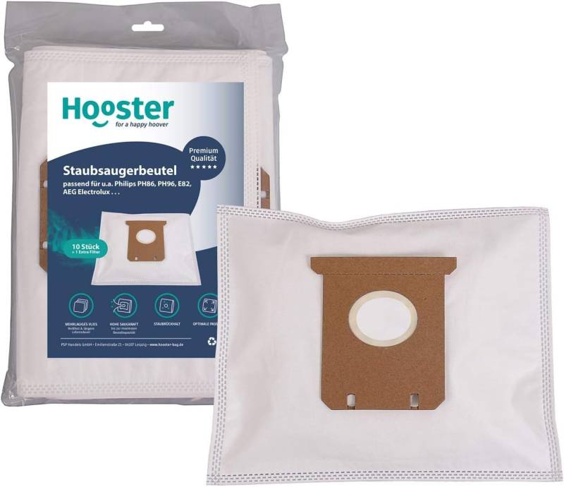 Hooster Staubsaugerbeutel 10 Stück passend für Philips FC 8021 / FC8021 /FC.8021, FC/8021 / mit Zusatzfiltervlies von Hooster