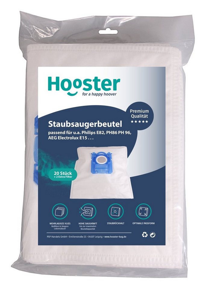 Hooster Staubsaugerbeutel Staubbeutel für AEG VX6, VX7, VX8 - s-BAG Bodenstaubsauger, passend für AEG, 20 St., Premium Staubsaugertüten mit mehrlagigem Vlies, 20 St. von Hooster