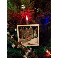 Fuchs Wald Im Winter Shadow Box Ornament | Bemalt Oder Als Bausatz von HootandCog