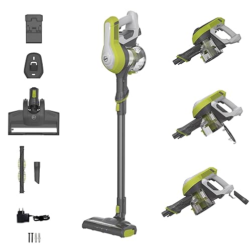 Hoover Akku-Staubsauger ohne Beutel für bis zu 120 m² mit 1 Akkuladung IStaubsauger kabellos mit LED-Licht, XL Staubbehälter & Parkfunktion I Akkusauger mit Fugendüse & Staubbürste [HF110H] von Hoover