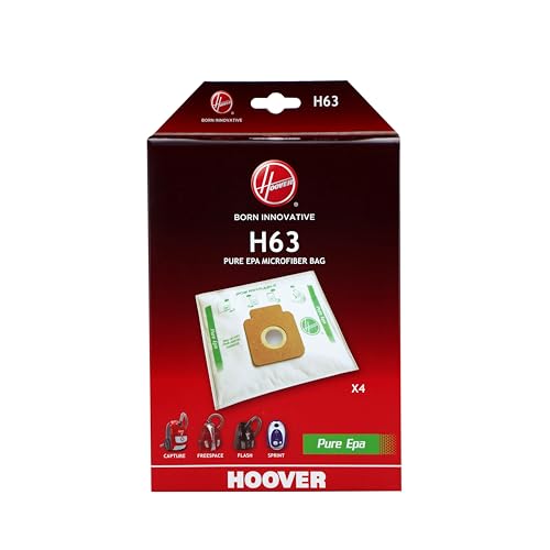 Hoover H63 Staubsaugerbeutel, Originalersatzteil, Mikrofaser, Pure EPA, geruchsabsorbierendes Aktivkohlesystem, kompatibel mit Hoover Bodenstaubsaugern, 4 Stück von Hoover