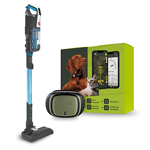 Hoover HF522 STP HF522STP Kabelloser Staubsauger, 0,45 l, Autonomie 45 min, Anti-Verknotungsbürste, Mini-Turbo-Bürste und Kippy GPS-Tracker, Blau von Hoover