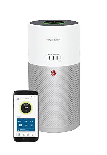 Hoover H-PURIFIER 500 Luftreiniger – mit HEPA-13 Filter für gute Luftqualität – Luftmesser mit CO-Warnsystem – mit Diffusor-Funktion – mit App & LED-Display steuerbar, für Räume bis 110 m² [HHP50CA] von Hoover