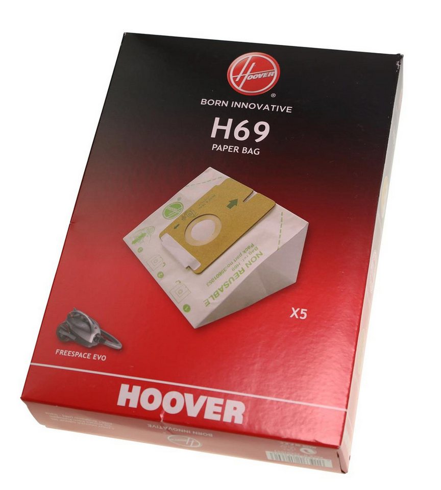 Hoover Staubsaugerbeutel Hoover 35601053 H69 5x Staubsaugerbeutel für Freespace EVO Staubsauger von Hoover