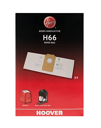 Hoover H66 Staubsaugerbeutel, Originalersatzteil, aus Papier, geruchsabsorbierendes Aktivkohlesystem, kompatibel mit Hoover Staubsaugern Dinamis und Hoover Multi Function Pro, 4 Stück von Hoover