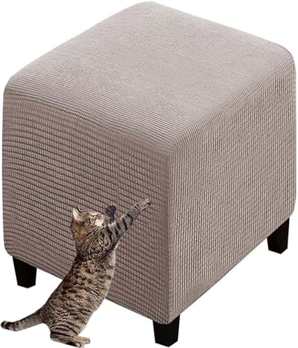 Fußhocker Bezug Stretch, 40x40/45x45/50x50cm Jacquard Ottoman-Schonbezug Rund/Quadratisch Hockerbezug Luxuriöser Velvet Hocker Protector Hockerabdeckung Waschbar (Color : A10, Size : 50x50x40) von Hoowarm