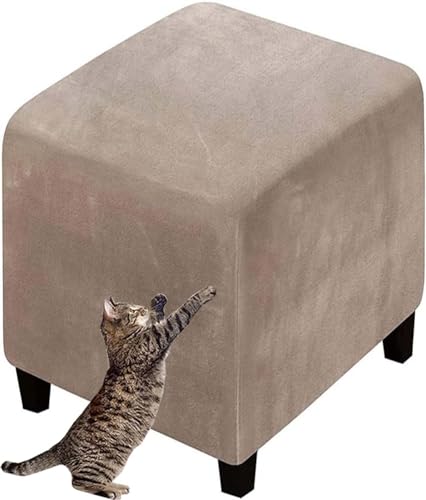 Hockerbezug Quadratisch/Rund 40x40/45x45/50x50cm Gray Stretch Ottoman Bezug Jacquard Velvet Fußhocker Bezug Luxuriöser Hockerabdeckung Waschbar Hocker Protector (Color : A21, Size : 60x60cm/23.6x23. von Hoowarm