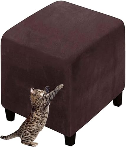 Hockerbezug Quadratisch/Rund 40x40/45x45/50x50cm Gray Stretch Ottoman Bezug Jacquard Velvet Fußhocker Bezug Luxuriöser Hockerabdeckung Waschbar Hocker Protector (Color : A29, Size : 45x45cm/18x18) von Hoowarm