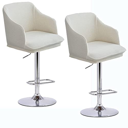 Hoowarm Bar Stuhlbezug Mit Armlehne 1/2/4/6er Set Stretch Barhocker Schonbezug Mit Schaumsäule Schutzhülle für Short Swivel Dining Chair Geeignet für Küchen, Theken, Bars(J,2PCS) von Hoowarm