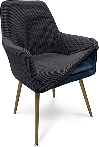 Hoowarm Stretch Stuhlhussen Jacquard Stretch Esszimmerstuhl Bezug mit Armlehnen 1/2/4/6er Set Büro-Stuhlhussen Rückenlehne Stuhlabdeckung Stuhl Abdeckung Hoher Sessel-Schutzhülle-bezüge von Hoowarm