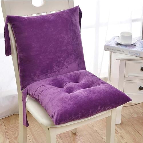 Hoowarm Stuhlauflage Samt Küchen mit Rückenteil Outdoor Indoor Sitzkissen Stuhlkissen mit Bänder Rutschfestes für Garten,Bürostuhl, Esszimmerstühle Niedriglehner Sitzpolster(6,45x45cm/18x18in) von Hoowarm
