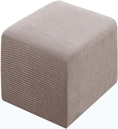 Ottomane Schonbezug Stretch Quadratisch/Rund Hockerbezug 40x40/45x45cm Gray Jacquard Bezug Ottomane Luxuriöser Waschbar Abdeckung Überzug Hocker Protector Hockerabdeckung (Color : #14, Size : 45x45c von Hoowarm