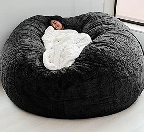 Sitzsackbezug Ohne Fuillung Outdoor Riesen Flauschig Fell Sitzsack Abdeckung Xxl Runder Kinder Weicher Kunstpelz Sitzsack Lazy Schlafsofa Abdeckung Waschbar WohnzimmermöBel ( Color : B , Size : 180X90 von Hoowarm
