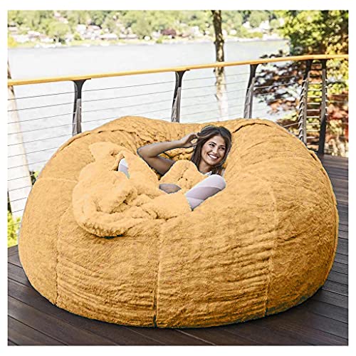 Sitzsackbezug Ohne Fuillung Outdoor Riesen Flauschig Fell Sitzsack Abdeckung Xxl Runder Kinder Weicher Kunstpelz Sitzsack Lazy Schlafsofa Abdeckung Waschbar WohnzimmermöBel ( Color : S , Size : 180X90 von Hoowarm