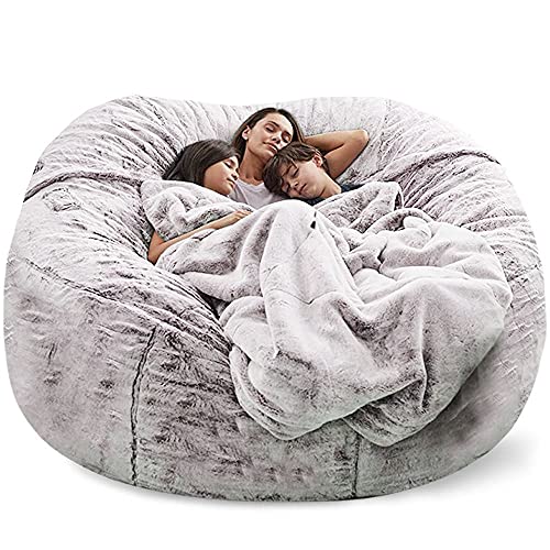 Sitzsackbezug Ohne Fuillung Outdoor Riesen Flauschig Fell Sitzsack Abdeckung Xxl Runder Kinder Weicher Kunstpelz Sitzsack Lazy Schlafsofa Abdeckung Waschbar WohnzimmermöBel ( Color : W , Size : 180X90 von Hoowarm