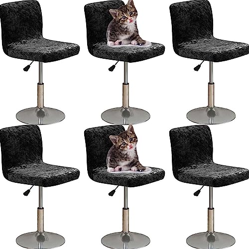 Stretch Barhocker Schonbezüge 1/2/4/6 Stück Moderne Dauerhaft Stuhlhussen Bezug mit Rückenlehnen Waschmaschinenfest AbnehmbareBarstuhlbezug für Kurzen Lehne Drehstuhl Esszimmerstuhl(A111,6PCS) von Hoowarm
