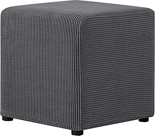Stretch Hockerbezug Quadratisch/Rund 40x40/45x45CM Gray Ottomane Schonbezug Jacquard Bezug Ottomane Luxuriöser Abdeckung Überzug Hocker Protector Waschbar Hockerabdeckung (Color : A2, Size : 45x45cm von Hoowarm