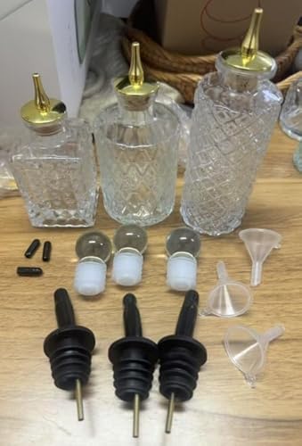 Hoowen 3 Cocktail-Bitterflaschen mit Armaturenbrett und Stopfen, Glasflasche mit Armaturenbrett und Stopfen für Barkeeper, Hausbars von Hoowen