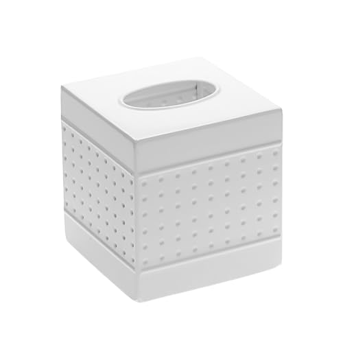Metall-Tücherbox-Abdeckung, quadratisch, dekorativer Taschentuchbox-Halter für Badezimmer, Auto, Büro, Weiß von Hoowen