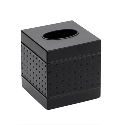 Metall-Tücherbox-Abdeckung, quadratisch, dekorativer Taschentuchbox-Halter für Badezimmer, Auto, Büro (schwarz) von Hoowen