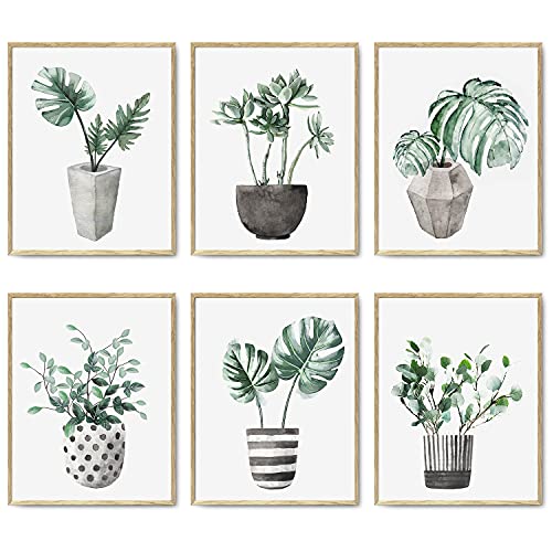 HoozGee Wandkunstdrucke Pflanzen Dekor Botanische Wandkunst Grüne Blätter Boho Bilder Tropische Wandkunst für Wohnzimmer 11x14 Zoll (27.9x35.6cm) Ungerahmt von HoozGee