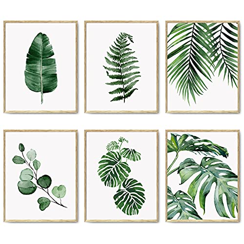 HoozGee Grüner Botanischer Wandkunstdruck Natürlichen Pflanzenblättern Heimdekoration ästhetische Badezimmer Wandkunst Leinwandbild Blattdrucke Poster 8x10 Zoll (20.3x25.4cm) Ungerahmt von HoozGee