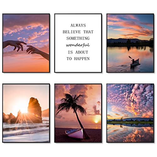HoozGee Sonnenuntergang Wandkunstdrucke Reisefoto Set Bilderposter Geschenk für Fotografie Fans Nautisches Thema Heimdekoration für Wohnzimmer Wand Dekor 11x14 Zoll (27.9x35.6cm) Ungerahmt von HoozGee