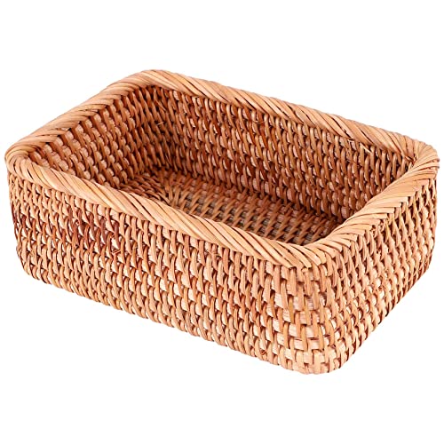 Hopbucan Hand Gewebte Rechteckige Rattan Weiden Korb Tee Brot Picknick Kosmetik Aufbewahrungs Box KüChe Haushalts Werkzeuge S von Hopbucan