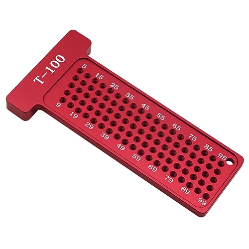 Hopbucan Holzarbeiter- 100mm T-Typ Lineal Loch-Schreiblineal Aluminiumlegierung Linienzeichnung Markierungsschablone DIY Messwerkzeuge Einfach zu Verwenden von Hopbucan