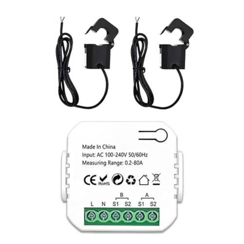 Hopbucan ZigBee Energiezähler 2-Kanal Bidirektional mit Stromsensor Tuya Smart Monitor Leistung 80A 110V/240V Gateway erforderlich von Hopbucan