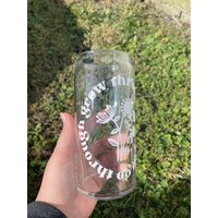 Inspirierende Glas Dose Tasse, Wildflower Eis Kaffeeglas, Florale Boho Kaffeetasse, Glas, Geschenk Für Sie, Weihnachtsgeschenk von HopeKCreations