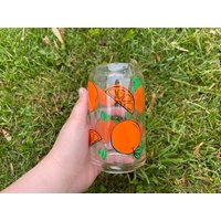 Orange Glas Dose Tasse, Obst Bierdose Mit Deckel, Eis Kaffeeglas, Obstglas Dose, Geschenk Für Mama von HopeKCreations