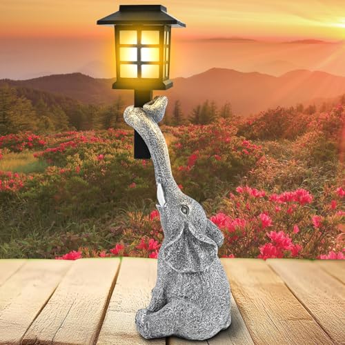 Hopeful 1 Solar Powered Cute ElephantLantern-Harz Outdoor Dekorative LightPerfekt für Garten, Terrasse oder Landschaftsbeleuchtung, ldeal Geschenk für Freunde, Hofbeleuchtung | Lantern Style von Hopeful