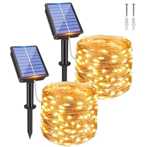 Hopelit 2 Stück Solar Lichterkette Aussen, Solar Lichterkette Kupferdraht 20m 200 LED, 8 Modi Solarlichterkette Außen Wetterfest für Garten Balkon Weihnachtsbaum Lichterkette Außen - Warmweiß Hopelit 2 Stück Solar Lichterkette Aussen, Solar Lichterkette Kupferdraht 20m 200 LED, 8 Modi Solarlichterkette Außen Wetterfest für Garten Balkon Weihnachtsbaum Lichterkette Außen - Warmweiß von Hopelit