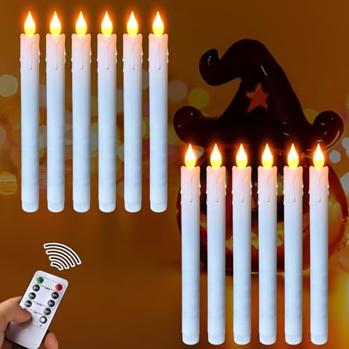 Hopelit LED Kerzen Stabkerzen, Led Kerzen Flackernde Flamme, LED Kerzen mit Timerfunktion und Fernbedienung, LED Stabkerzen Batteriebetriebene, 12 Stück von Hopelit