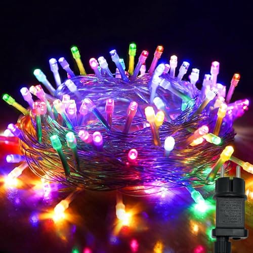Hopelit Lichterkette Außen Innen 40m 320LEDs Bunt, 8 Modi LED Lichterkette Weihnachtsbaum mit 31V-6W Stecker Timer Speicherfunktion IP44 Wasserdicht für Garten Balkon (Transparente Kabel) von Hopelit