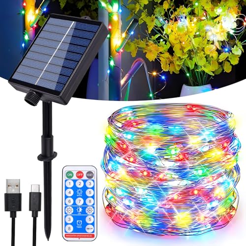 Hopelit Solar Lichterkette Aussen, 20m 200LEDs Lichterkette Außen Solar Lichterkette Kupferdraht IP65 Wasserdicht mit Fernbedienung 8 Modi Für Weihnachtsdeko, Balkon Deko, Garten - Bunt Hopelit Solar Lichterkette Aussen, 20m 200LEDs Lichterkette Außen Solar Lichterkette Kupferdraht IP65 Wasserdicht mit Fernbedienung 8 Modi Für Weihnachtsdeko, Balkon Deko, Garten - Bunt von Hopelit