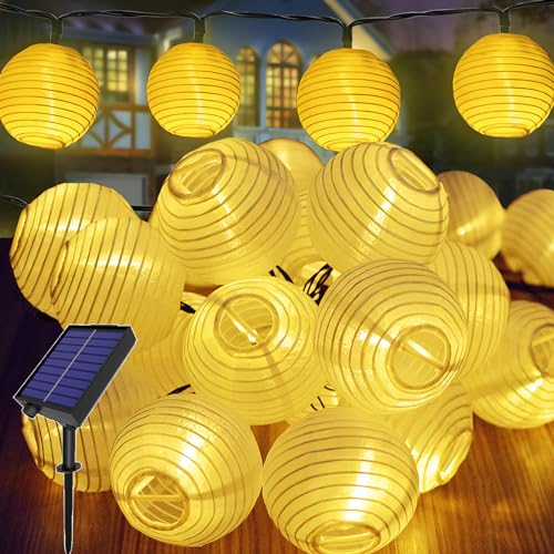 Hopelit Solar Lichterkette Laterne, 8M 30 LED Laternen Lampion Lichterkette Außen/Innen, 8 modi Lichterkette Außen Solar Laterne für Garten, Patio, Hochzeit, Fest Deko - Warmweiß von Hopelit