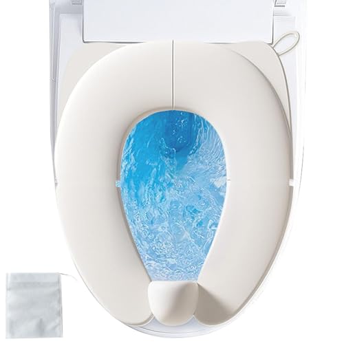 Hopelit Toilettensitz Kinder Faltbarer Toilettentrainer Kinder für Junge und Mädchen Toilettensitz Reise WC Sitz Kleinkind Reise Töpfchen mit Aufbewahrungstüte - Cremeweiß von Hopelit