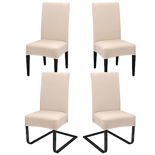 Stuhlhussen 4er Set für Schwingstühle, Abnehmbarer Waschbarer Stühle Schutz Dekoration, Stretch Stuhlbezug Hussen für Esszimmer, Hochzeit, Hotel, Küche, Partys Deko, Zeremonie, Beige von Hopelit