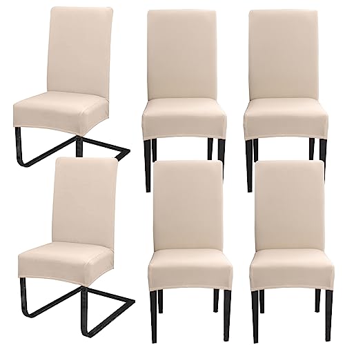 Stuhlhussen 6er Set für Schwingstühle, Abnehmbarer Waschbarer Stühle Schutz Dekoration, Stretch Stuhlbezug Hussen für Esszimmer, Hochzeit, Hotel, Küche, Partys Deko, Zeremonie,Beige von Hopelit